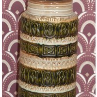 Bodenvase 40cm 70Er Jahre Keramik Beige Grün Dekor Tundra Sixties Vase Deko Wgp Retro Mid Century West German Pottery 70S Floor Vase von LOOKandVINTAGE