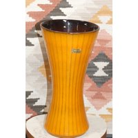 Formschöne Vase 70Er Jahre Tönnieshof Sorau Carstens Keramik 5039-30 Orange Gestreift Wgp Retro Mid Century German Pottery von LOOKandVINTAGE