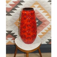 Kleine Flowerpower Bodenvase 70Er Jahre Scheurich Europ Linie Keramik 265-30 Bernina Rot Orange Blumen Dekor Vase Wgp Retro German Pottery von LOOKandVINTAGE