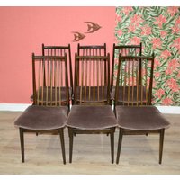 Kostenloser Versand 6Er Set Vintage 60Er Stuhl Sprossenstuhl Hohe Lehne Edel Retro Chair Esszimmerstuhl Sixties Braun von LOOKandVINTAGE