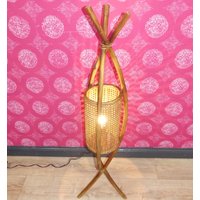 Unikat Bugholz Stehlampe Mit Wiener Geflecht Cafehaus Stehleuchte Mid Century Vintage Beleuchtung von LOOKandVINTAGE