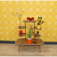 Wunderschöne 70Er 60Er Jahre Blumenbank Etagere Resopal Teak Optik Deko Blumenhocker Plant Stand Retro Flowerstool Seventies Vintage Retro von LOOKandVINTAGE