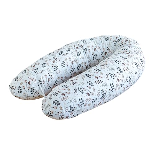 LOOLAY® Stillkissen XXL EPS FEST Styropor-Füllung Lagerungskissen Seitenschläferkissen Ink.Bezug 170cm (Braun Blumen) von LOOLAY