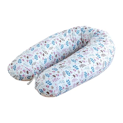 LOOLAY® Stillkissen XXL EPS FEST Styropor-Füllung Lagerungskissen Seitenschläferkissen Ink.Bezug 170cm (Rosa Blumen) von LOOLAY