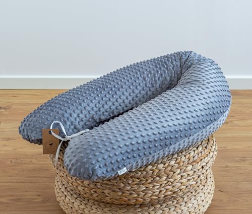 LOOLAY Schwangerschaftskissen - Stillkissen 170 cm - Seitenschläferkissen 100% Minky - mit Abnehmbarem Bezug - Ergonomisches Schwanger Kissen für Schlafen (Graphit) von LOOLAY