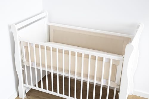 LOOLAY Bettumrandung für 140 x 70 cm Babybett – 2 Teiliges 130 x 30 cm Atmungsaktives Bettumrandung aus Netzstoff – Babybett Umrandungen – Klettverschluss stark Befestigung (Beige) von LOOLAY