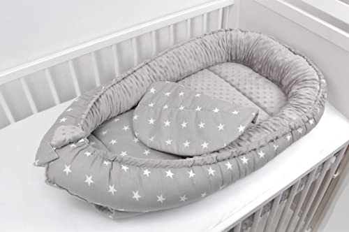 LOOLAY Baby Kokon Set Kuschelnest Nestchen Babynestchen Kokon Baby-Reisebett Babybett Cocoon Minky 2-seitig Kokon + zusätzliche Matratze (angepasst an Kokon) von LOOLAY