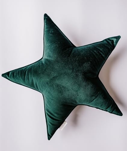 LOOLAY Premium Handmade XXL Samt STERKISSEN Hausdeko Dekokissen Kinderzimmer Weihnachtsstern Sternform Deko Weihnachtsdekoration Geschenk (Grün) von LOOLAY