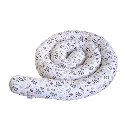 LOOLAY Schlangenkissen – Stoffschlange Dekoratives und Vielseitiges Wohnaccessoire – Stilvoller Zugluftstopper – Rolle aus Bio-Baumwolle – Handgefertigtes Deko-Kissen (Blumen Braun 200 cm) von LOOLAY