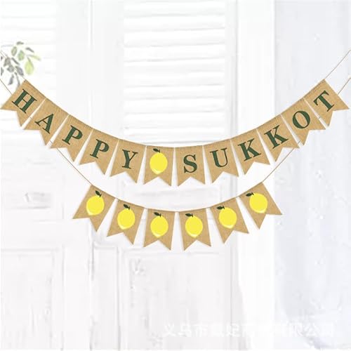 LOONELO Happy Sukkot Hängendes Banner, Jute, Sukkah, Etrog, Lulav, jüdische Feiertage, hängende Wimpelkette für jüdische Feiertage, Feiern, Festivals, Party-Dekoration und Zubehör LOONELO Happy Sukkot Hängendes Banner, Jute, Sukkah, Etrog, Lulav, jüdische Feiertage, hängende Wimpelkette für jüdische Feiertage, Feiern, Festivals, Party-Dekoration und Zubehör von LOONELO