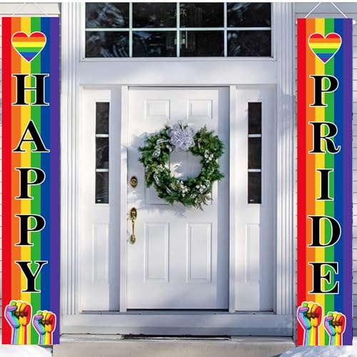 LOONELO LGBT Banner 179,8 x 30 cm, Happy Pride Haustür, hängende Dekoration, Love is Love, Regenbogen-Veranda-Schild, Love Wins for Gay Lesbian, Partyzubehör, Innen- und Außenbereich, Dekoration LOONELO LGBT Banner 179,8 x 30 cm, Happy Pride Haustür, hängende Dekoration, Love is Love, Regenbogen-Veranda-Schild, Love Wins for Gay Lesbian, Partyzubehör, Innen- und Außenbereich, Dekoration von LOONELO