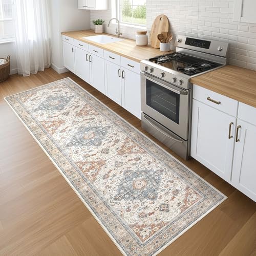 Läufer, waschbar, Teppiche: 5,2 x 15,2 cm, rutschfest, Boho-Stil, weich, Vintage, schmutzabweisend, für Innenbereich, Boden, neutral, Bauernhaus, Überwurf, Teppich für Flur, Badezimmer, Waschküche Läufer, waschbar, Teppiche: 5,2 x 15,2 cm, rutschfest, Boho-Stil, weich, Vintage, schmutzabweisend, für Innenbereich, Boden, neutral, Bauernhaus, Überwurf, Teppich für Flur, Badezimmer, Waschküche von LOONGRUG