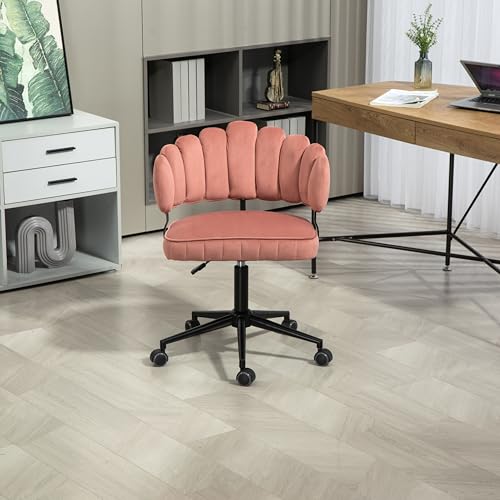 LOONGYOON Samtweicher Bürostuhl,360°-Drehung,One-Touch-Höhenverstellung,Hohles Rückendesign,Handgeflochtene Rückenlehne,Wohnzimmerstuhl,Stabile Basis,5 Räder,Schön und einzigartig,Rote Bohnenpaste von LOONGYOON