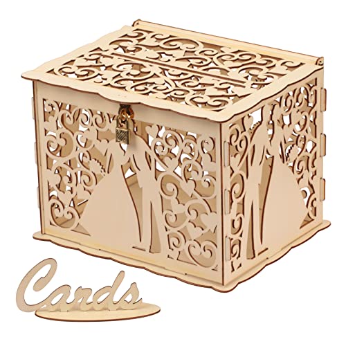 LOOPES Hochzeit Geschenkkarten Box Hochzeit Geschenkkartenbox Holz Hochzeitskartenbox DIY Hochzeitskartenkiste Vintage Geld Box Briefbox für Hochzeiten Jubiläen Brautparty von LOOPES