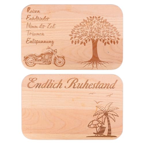 LOOPES Ruhestand Geschenk Rente Frühstücksbrettchen OPA OMA Renteneintritt Geschenk Holz Frühstücksbrett Abschiedsgeschenk Endlich Rente Holzbrettchen Geschenk für Frauen Männer Rentenbeginn von LOOPES