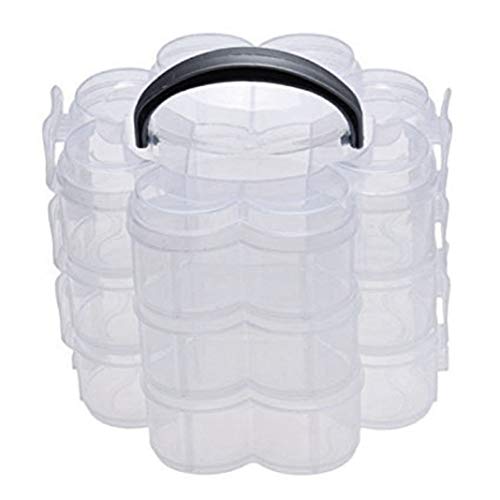 LOOR 3-Stufiger Durchsichtiger Stapelbarer Organizer Aufbewahrung Behälter Aus Kunststoff Hobby Kasten Behälter Schmuck Koffer - Transparent von LOOR