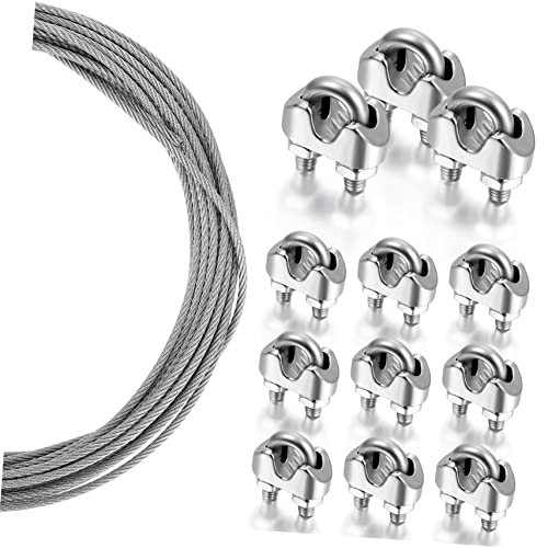 LOORGVEL 1 Satz Drahtseil Kabelklemmen mit Stahlseil U Sattel Befestigungswerkzeugen für Rigging Seile Sonnenschutz und Gartenlichter von LOORGVEL