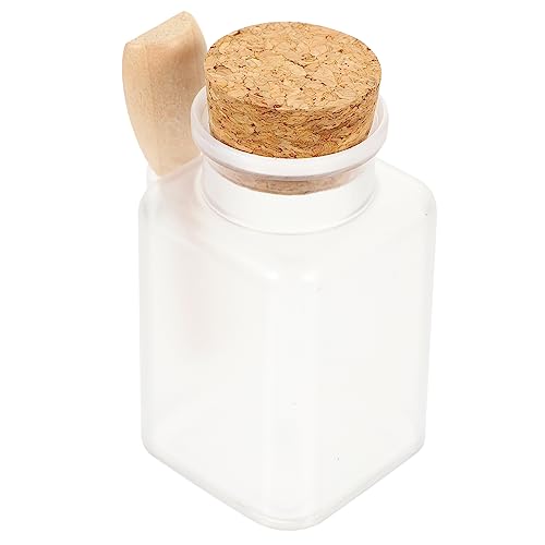 LOORGVEL 1 Satz Teiliges Nachfüllflaschen Für Kosmetik Mit Löffel Und Korkverschluss Transparente Matte Badezubehörbehälter Holz Luftdicht Leicht Zu Reinigen Praktisch Für Und 6 Stück von LOORGVEL