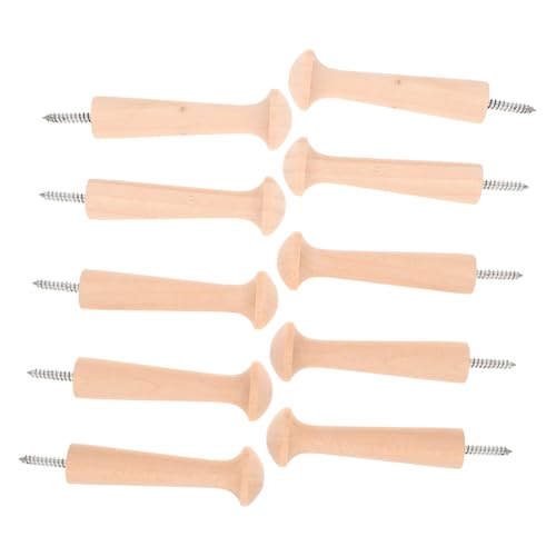 LOORGVEL 10 Stück Teiliges Rustikale Massivholz Wandhaken Schraubhaken für Garderobe Schlüssel Taschen und Hüte Unbehandelte Stabile Holz Peg Halter für Küche und Wohnbereich von LOORGVEL