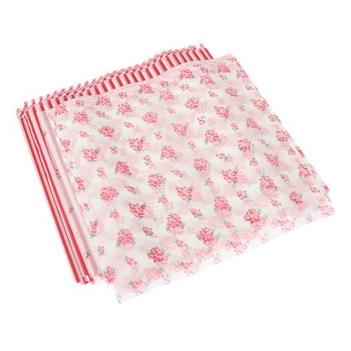 LOORGVEL 100 Blatt Ölbeständiges Wachspapier mit Rosen und Rotstreifenmuster Backpapierähnliches Fettabweisendes Verpackungspapier für Brot Snacks Desserts für Lebensmittelverpackung und von LOORGVEL