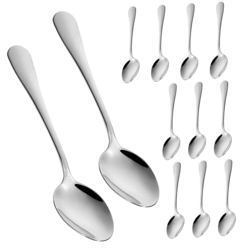 LOORGVEL 12 Stück Teiliges Edelstahl Besteckset Teelöffel Kleine Dessertlöffel Robuste Küchenspoons Poliert Vielseitig für Suppe Kaffee Zucker Einfach zu Reinigen für Familie und Gäste LOORGVEL 12 Stück Teiliges Edelstahl Besteckset Teelöffel Kleine Dessertlöffel Robuste Küchenspoons Poliert Vielseitig für Suppe Kaffee Zucker Einfach zu Reinigen für Familie und Gäste von LOORGVEL