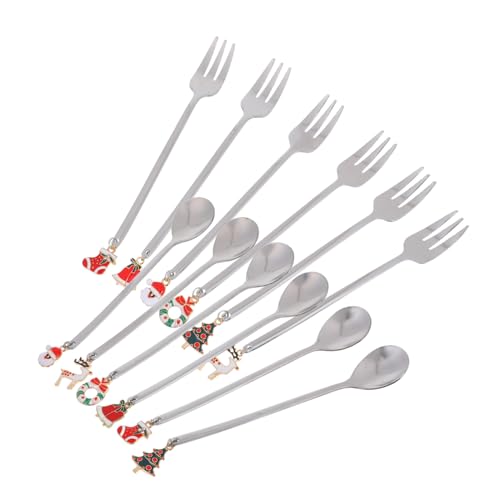 LOORGVEL 12 Stück Teiliges Edelstahl Besteckset Weihnachtsedition Langlebige Kaffeelöffel und Dessertgabeln mit Langem Stiel Vielseitig für Kaffee Tee Desserts Festliche Geschenkverpackung LOORGVEL 12 Stück Teiliges Edelstahl Besteckset Weihnachtsedition Langlebige Kaffeelöffel und Dessertgabeln mit Langem Stiel Vielseitig für Kaffee Tee Desserts Festliche Geschenkverpackung von LOORGVEL