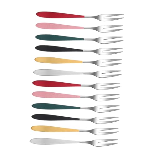 LOORGVEL 12 Stück Teiliges Edelstahl Food Pick Robuste Mini gabeln für Fingerfood Stilvolle Obstgabeln und Dessertgabeln Ergonomisch Poliert Vielseitig für Party Bar und Zuhause von LOORGVEL