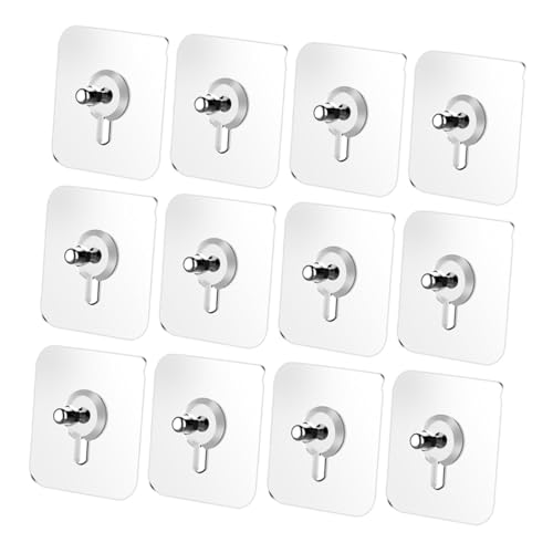 LOORGVEL 12 Stück Teiliges Selbstklebendes Edelstahl Wandhaken Spurloser Schraubenaufkleber Kompakter Starker Haken für Glas Fliesen Metall Lackiertes Holz Einfache und Schnelle Montage von LOORGVEL