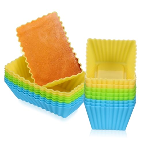 LOORGVEL 18 Stück Silikon Backform Wiederverwendbare Bunte Muffin Cupcake Formen Antihaft Silikon Muffinförmchen für Kuchen Pudding Gebäck Einfache Reinigung und Vielseitig Einsetzbar von LOORGVEL