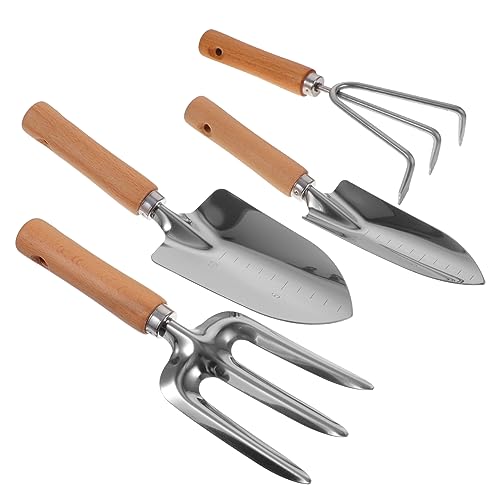 LOORGVEL 1satz Teiliges Gartenwerkzeug Holzgriff Multifunktionale Gartengeräte Für Gemüseanbau Blumenbeete Und Mehr Mit Breiter Schaufel Schaufel Zinkiger Harke Praktisch Und Leicht Zu von LOORGVEL