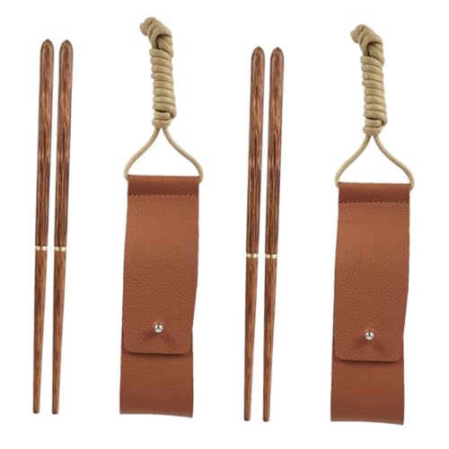 LOORGVEL 2 Paare Praktische Faltbare Essstäbchen aus Holz Abnehmbare Wiederverwendbare Picknick Essstäbchen mit Tragetasche Leicht Robust für Camping Outdoor Bbq und Reise von LOORGVEL