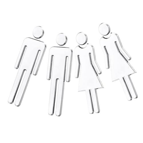 LOORGVEL 2 Paare Türschild für Badezimmer Silber Acryl Gender schild Waschraum Identifikation Praktisch Modern für Herren Damen Toilettentür Dekoration von LOORGVEL