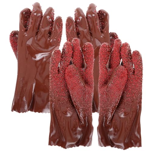 LOORGVEL 2 Paare Wiederverwendbare PVC Handschuhe Rutschfest Langlebig Antirutsch Drainage Reinigungshandschuhe für Rohrreiniger Heimwerker Arbeitsschutz von LOORGVEL