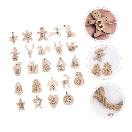 LOORGVEL 2 Sätze Teilig Holzanhänger Adventskalender Zahlenlabels Weihnachtsdeko DIY Countdown Kalender zum Aufhängen an Baum Tür Fenster Geschenkbeutel Zubehör von LOORGVEL