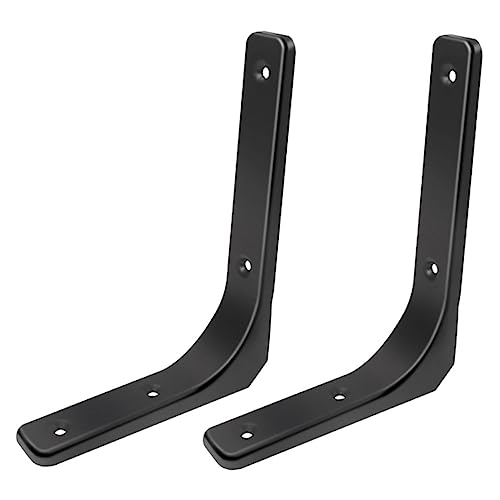 LOORGVEL 2 Sätze Wandregalhalterung aus Schwarzem Kaltgewalztem Stahl mit Schrauben Stabile Einfach Montierbare Schwebende Regalhalter zur Wandbefestigung für Wohnzimmer und Kellerraum von LOORGVEL
