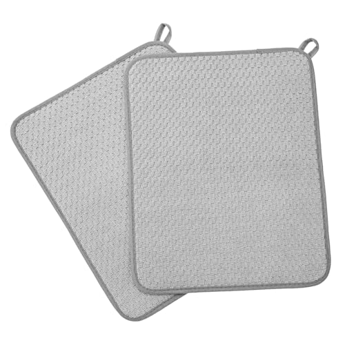 LOORGVEL 2 Stück Abtropfmatte aus Mikrofaser Saugfähige und Schnell Trocknende Geschirrmatte mit Hitzeschutz Vielseitige Küchenspüle Abtropf und Topfunterlage von LOORGVEL