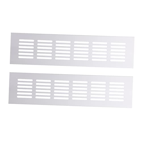 LOORGVEL 2 Stück Aluminium Lüftungsgitter Rechteckige Belüftungsöffnung für Schränke Aluminiumfarbe für Schuhschränke und Kleiderschränke Hohe Luftdurchlässigkeit und Stabiles Design von LOORGVEL