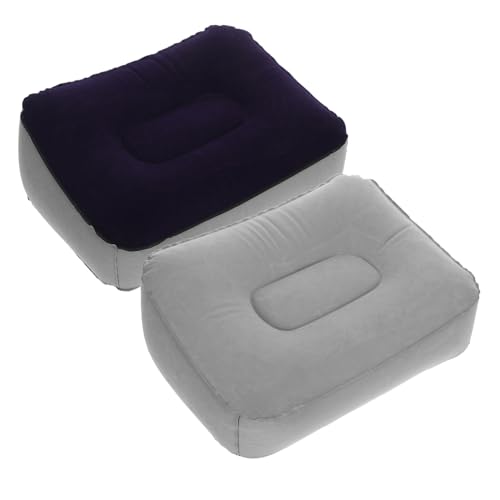 LOORGVEL 2 Stück Aufblasbare Reise Fußstütze Kissen aus Hautfreundlichem PVC mit Weichem Flockbezug Leichtes Tragbares Fußkissen zur Entlastung von Beinen und Füßen Beim Fliegen Auto Büro von LOORGVEL