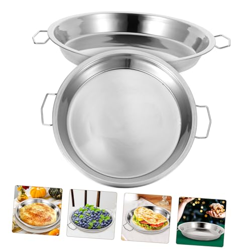 LOORGVEL 2 Stück Edelstahl Dampfteller mit Doppelgriffen Hitzebeständige Servierplatte für Gedämpfte Speisen Wie Fisch Gemüse Robustes Wiederverwendbares Küchenzubehör von LOORGVEL