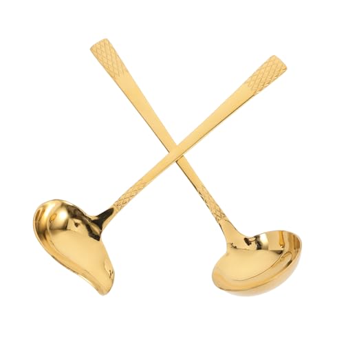 LOORGVEL 2 Stück Edelstahl Soßenlöffel mit Ausgießer Großer Suppenlöffel Langlebig Kreatives Design für Küche Öl und Sauce Servieren Ergonomischer Langer Stiel Praktisch für Zuhause von LOORGVEL