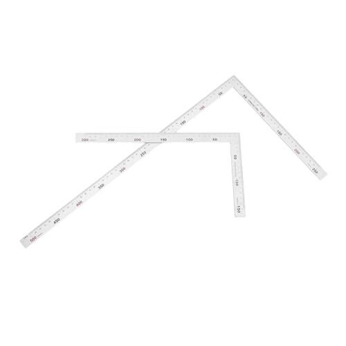 LOORGVEL 2 Stück Edelstahl Winkelmaß Holzarbeits Lineal Präzises Messwerkzeug für Tischler Ingenieure und Bauprojekte von LOORGVEL