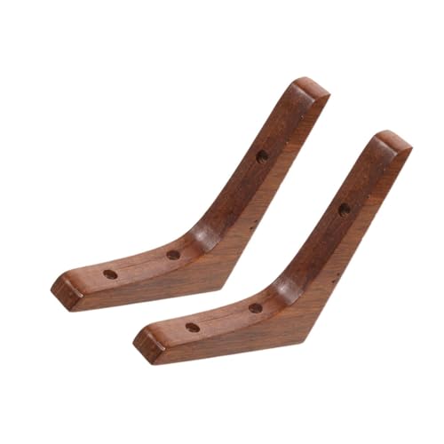 LOORGVEL 2 Stück Förmige Holz Regalhalterung Schwere Wandkonsole Dreieckige Eckstütze Stabile Tragfähige Halterung für Bücherregale und Schwebende Ablagen Breit Dunkelbraun von LOORGVEL