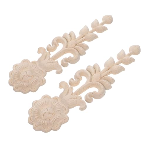 LOORGVEL 2 Stück Holz Geschnitzte Applikationen Natürliche Holzfarbe Präzise Verarbeitung Europäischer Stil Möbel Dekoration für Schrank Tür Bett Wohnzimmer von LOORGVEL