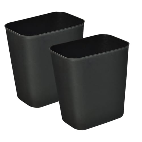 LOORGVEL 2 Stück Kleiner Abfallbehälter Robuster Müllbehälter ohne Deckel Vielseitiger Mülleimer für Küche Bad Schlafzimmer Platzsparend Modernes Design Langlebig Schwarz von LOORGVEL