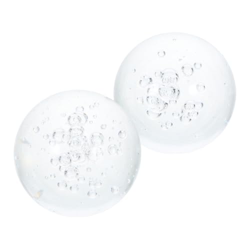 LOORGVEL 2 Stück Kristallglas Kugel Wasserfontäne Blasenkugel Feng Shui Dekoration Transparent für Innen Springbrunnen DIY Aquarium und Rockery Zubehör von LOORGVEL