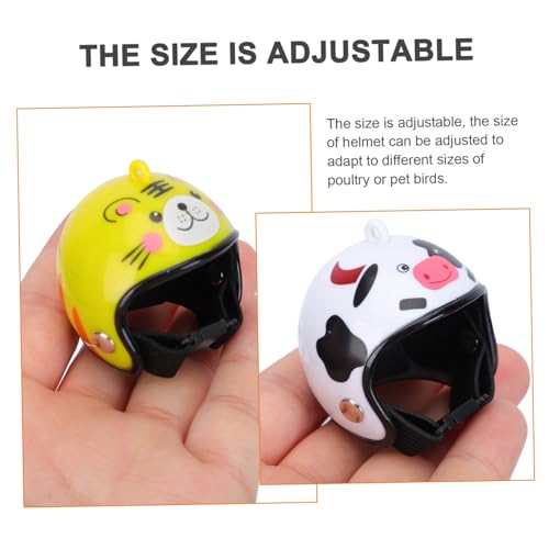 LOORGVEL 2 Stück Lustige Hühnerhelme Verstellbar Leichter Vogelschutz Helm für Haustiere Sonnenschutz und Regenschutz Witzige Kopfbedeckung für Hühner und Kleine Vögel von LOORGVEL