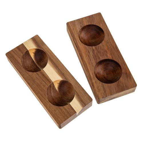 LOORGVEL 2 Stück Natürliches Holz Eierablage mit Nut Design Bruchsicherer Eierhalter für Kühlschrank und Küchentheke Wiederverwendbar Rustikaler Eierkorb für Frühstück und Aufbewahrung von LOORGVEL