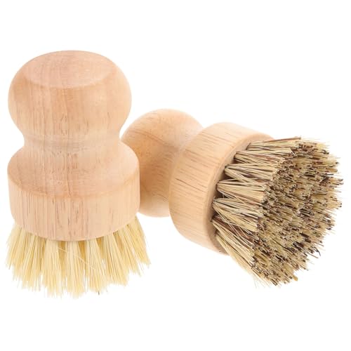 LOORGVEL 2 Stück Palm küchenbürsten aus Natürlichem Holz mit Strapazierfähigen Borsten Ergonomisch Geformt für Effektive Reinigung von Töpfen Pfannen Spülen und Geschirr Umweltfreundlich von LOORGVEL