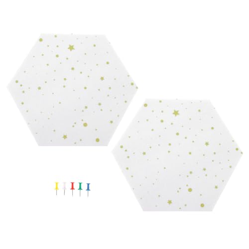 LOORGVEL 2 Stück Sechseckige Filz wandaufkleber Selbstklebend Memo Board Pinnwand DIY Wanddeko für Wohnzimmer Schlafzimmer Büro Weiße Sternenmuster LOORGVEL 2 Stück Sechseckige Filz wandaufkleber Selbstklebend Memo Board Pinnwand DIY Wanddeko für Wohnzimmer Schlafzimmer Büro Weiße Sternenmuster von LOORGVEL