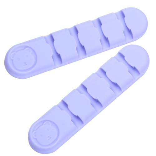 LOORGVEL 2 Stück Selbstklebende Kabelhalter aus Silikon Kabelmanagement Clips für Schreibtisch Flieder Rutschfest und Wiederverwendbar zur Organisation von Ladekabeln USB Audiokabeln von LOORGVEL